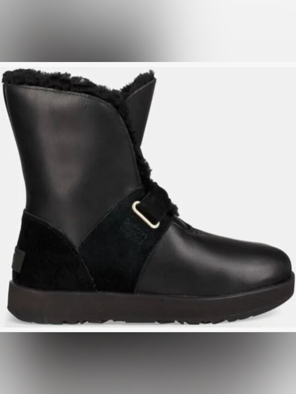 UGG Women's Isley Waterproof Leather Boots - Black Sz 7